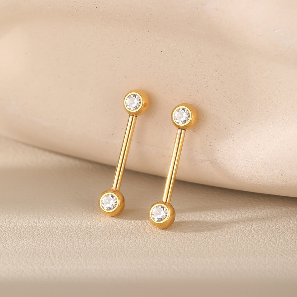 G23 Titanium Internally Threaded CZ Straight Barbells Nipple Piercing Body Jewelry Sexy Nipple Ring Piercing Jewelry