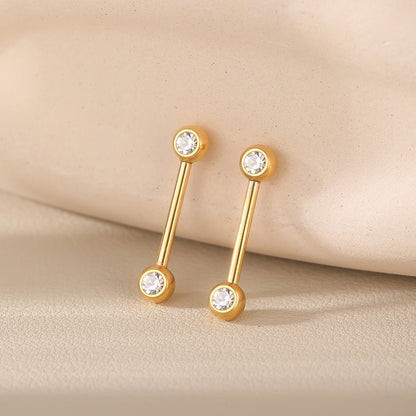 G23 Titanium Internally Threaded CZ Straight Barbells Nipple Piercing Body Jewelry Sexy Nipple Ring Piercing Jewelry